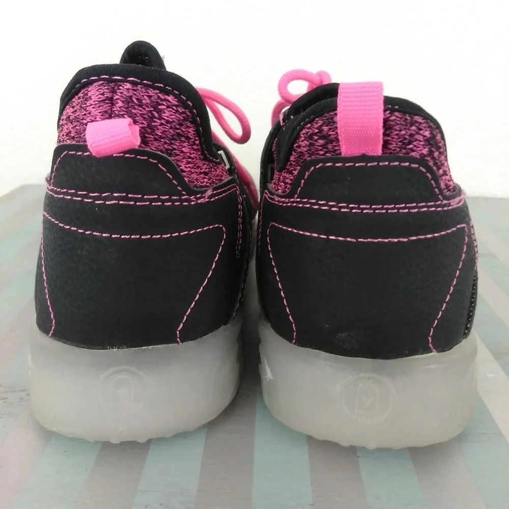 Flash Lights LED Light-Up Rechargeable Sneakers - Pink, Green, & Blue - Size 6